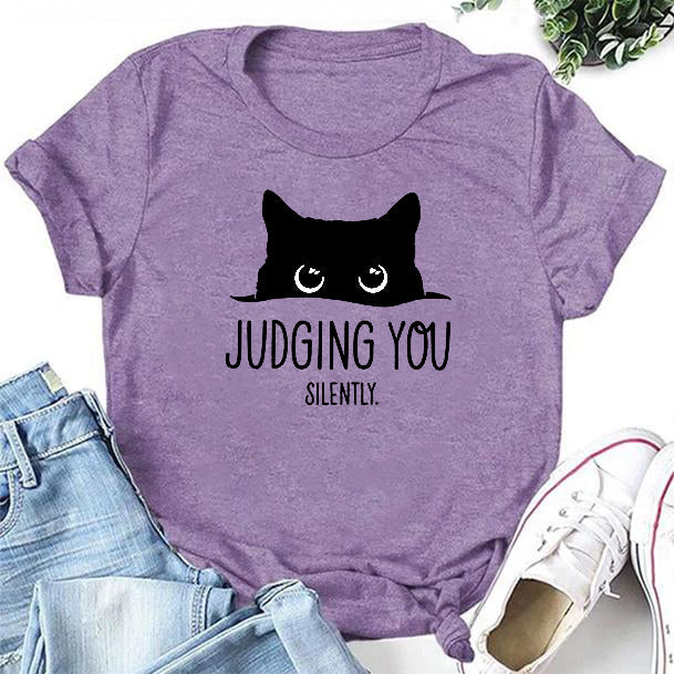 Julgando você imprime camiseta feminina com slogan 