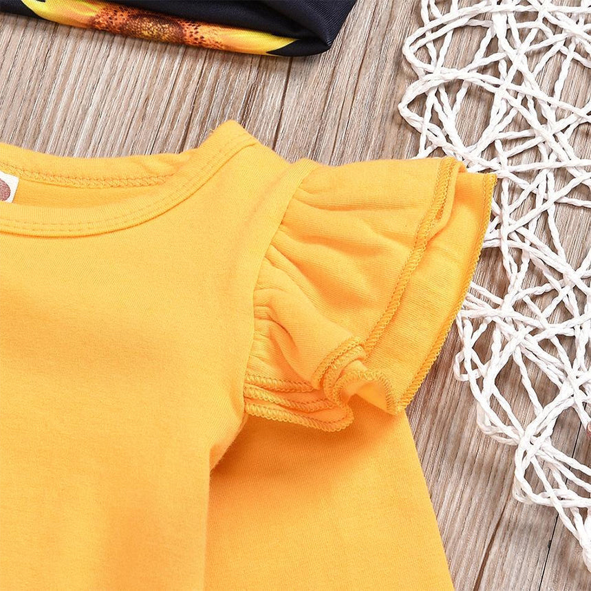 3PCS Sunflower Flutter Sleeve Baby Set
