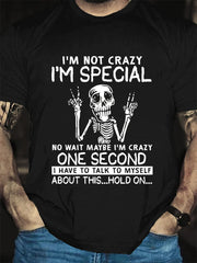 Camiseta com slogan masculino com estampa especial Eu não sou louco, sou especial