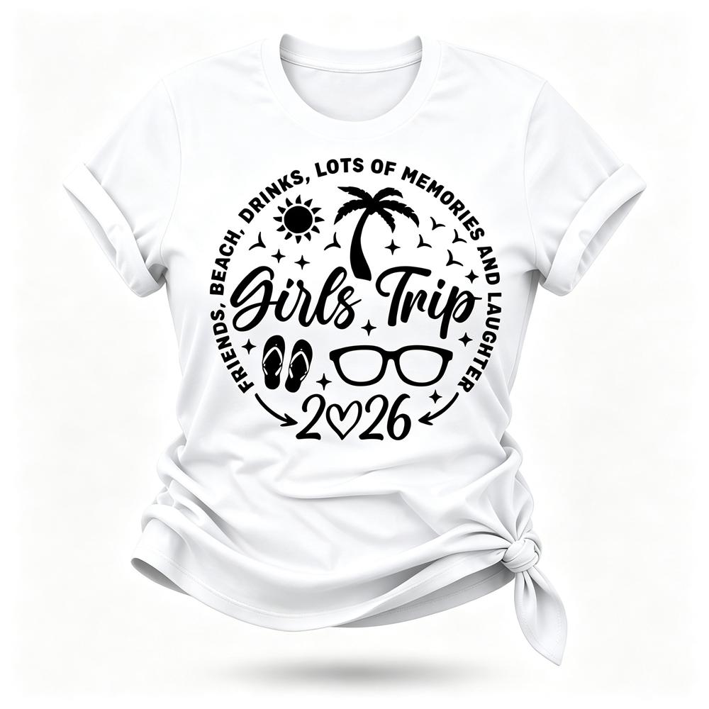 Girl's Trip 2026 Letter Print Women Slogan T-Shirt