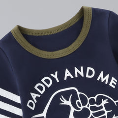 2PCS Daddy And Me Letter Printed Long Sleeve Baby Jumpsuit