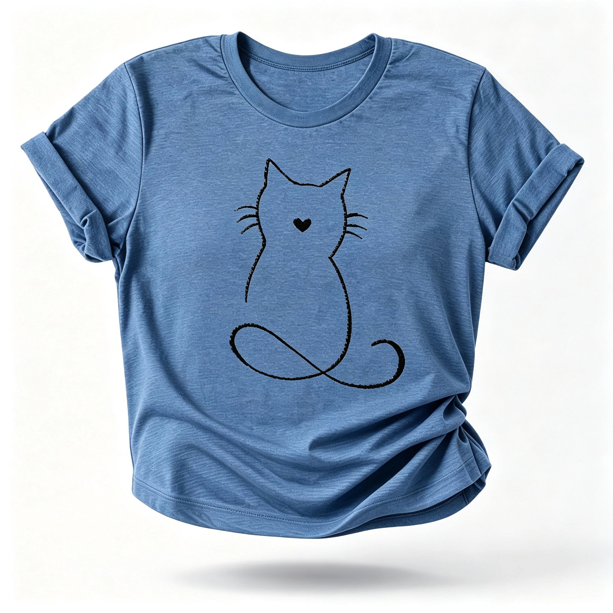 Cat Print Crew Neck Short Sleeve T-shirt