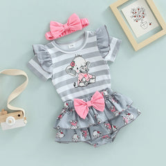 3PCS Lovely Elephant Printed Baby Set