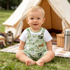 Colorful Cartoon Animal Printed Short Sleeve Baby Jumpsuit
