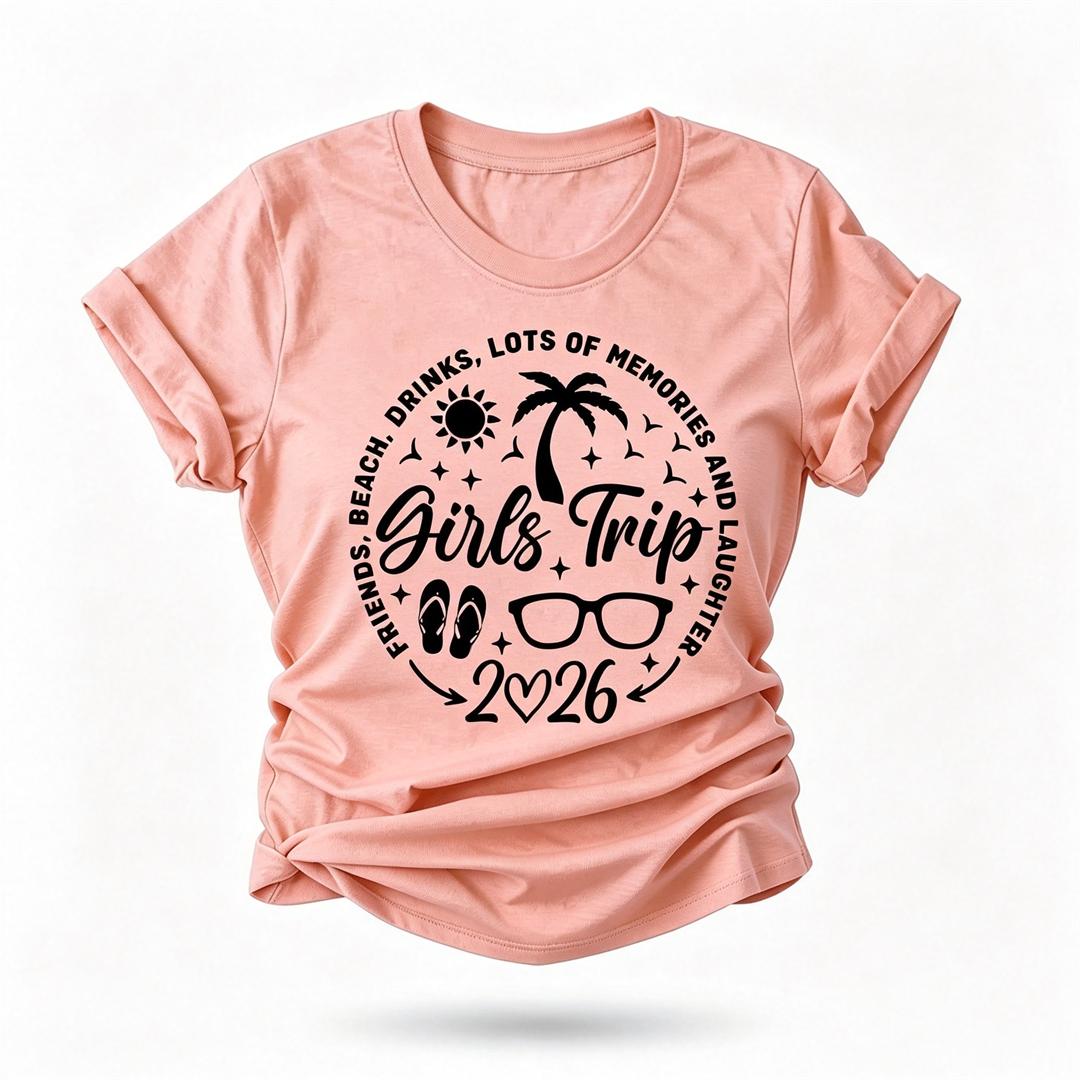 Girl's Trip 2026 Letter Print Women Slogan T-Shirt