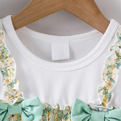 Fresh Floral Printed Short Sleeve Baby Jumpsuit