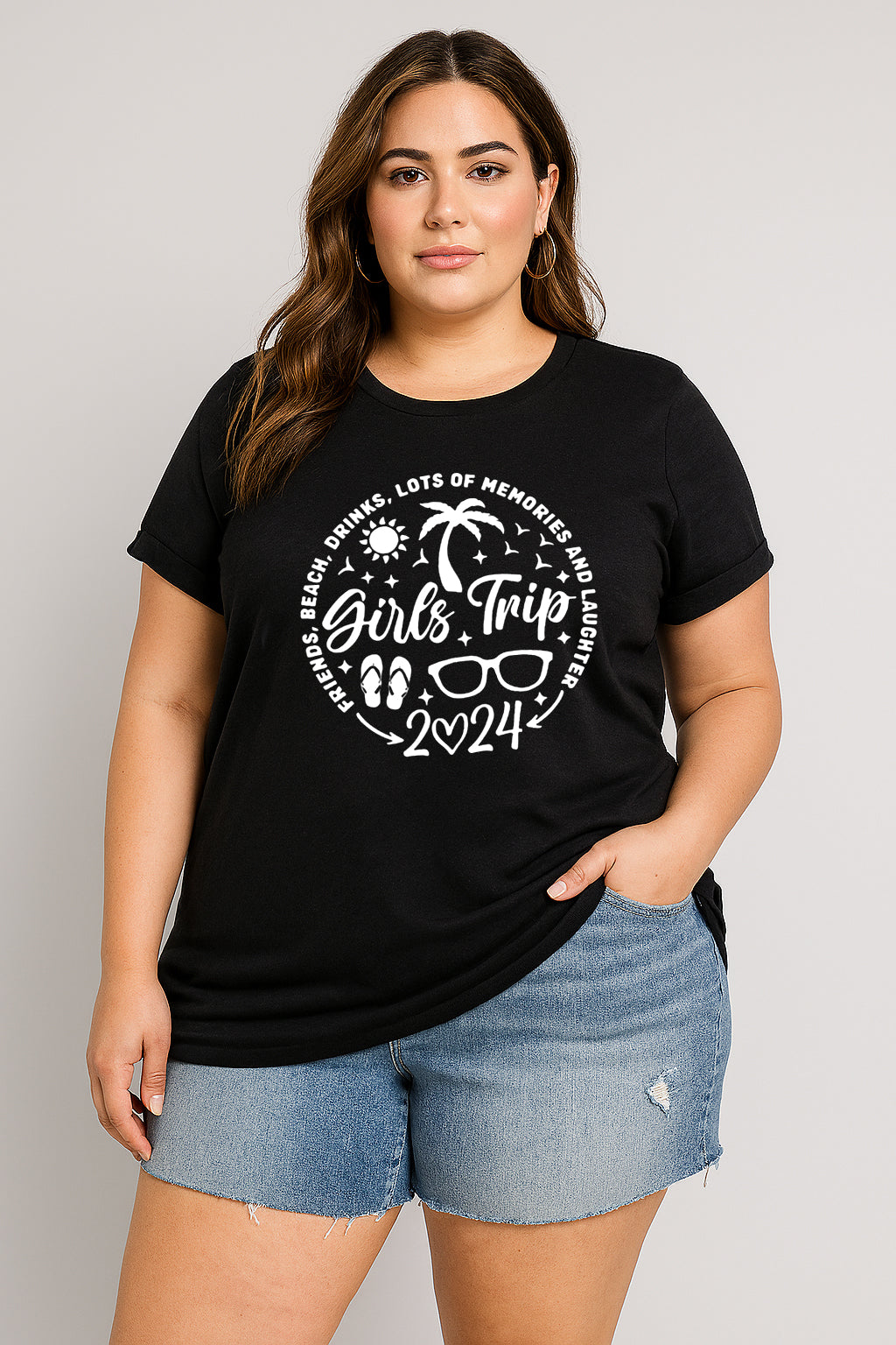 Girls Trip 2024 Printed Women Slogan Plus Size T-Shirt