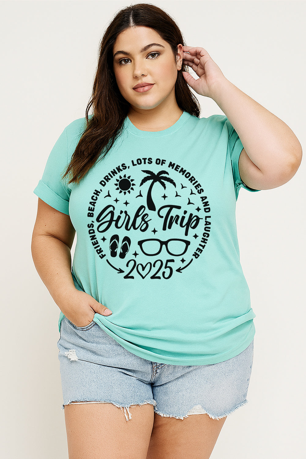 Girls Trip 2025 Printed Women Slogan Plus Size T-Shirt