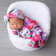 Lovely Full Floral Printed Pajamas With Headband