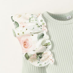2PCS Lovely Floral Printed Baby Set