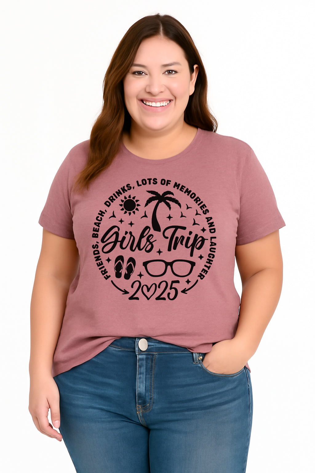 Girls Trip 2025 Printed Women Slogan Plus Size T-Shirt