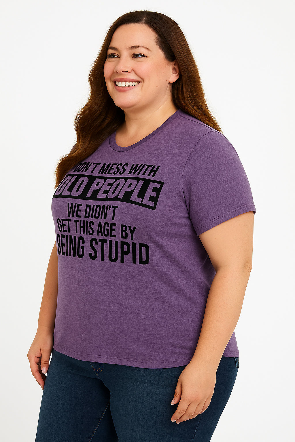 Don't Mess With Old People Print Women Slogan Plus Size T-shirt