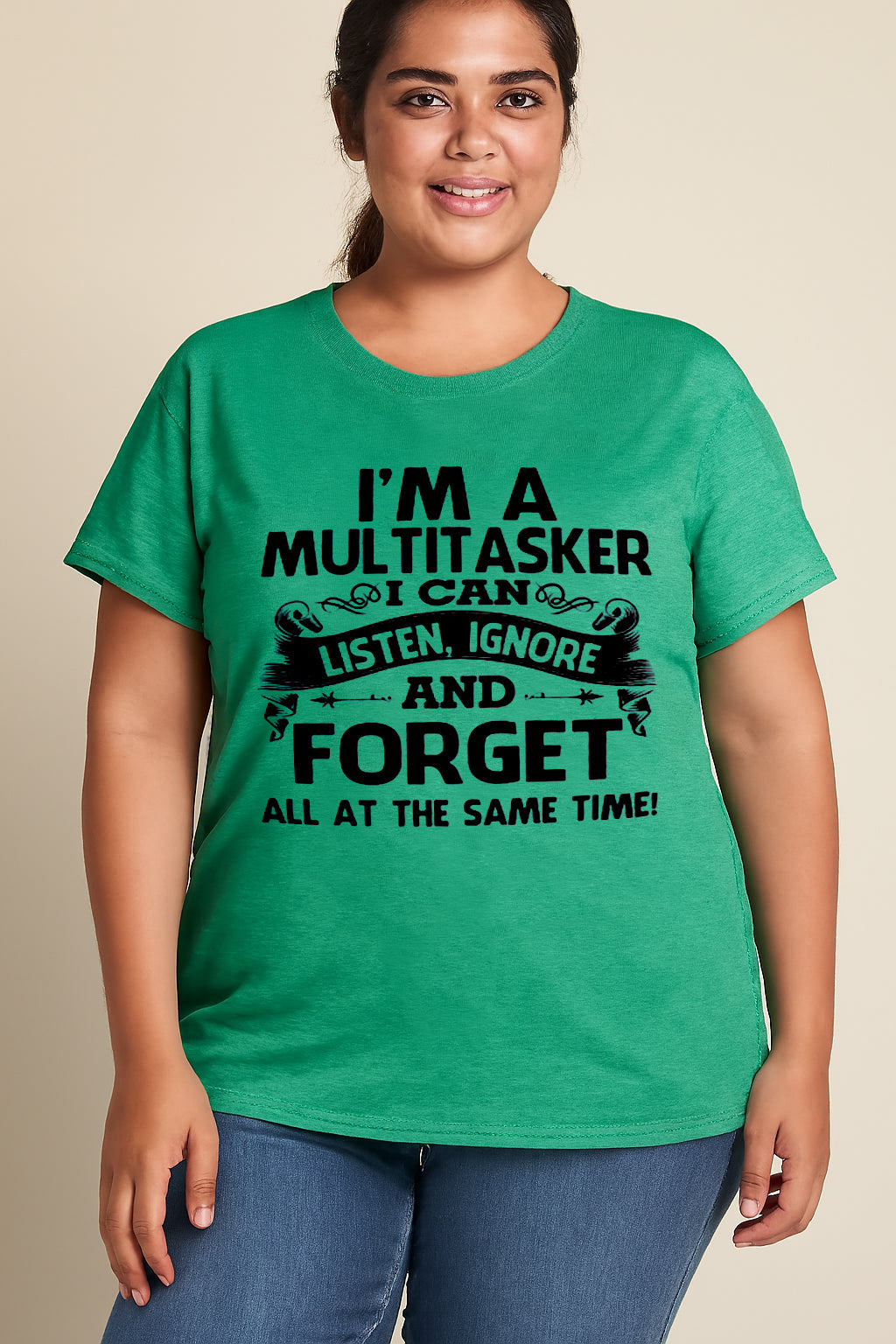 I Am A Multitasker Fashion Letter Print Women Slogan Plus Size T-Shirt