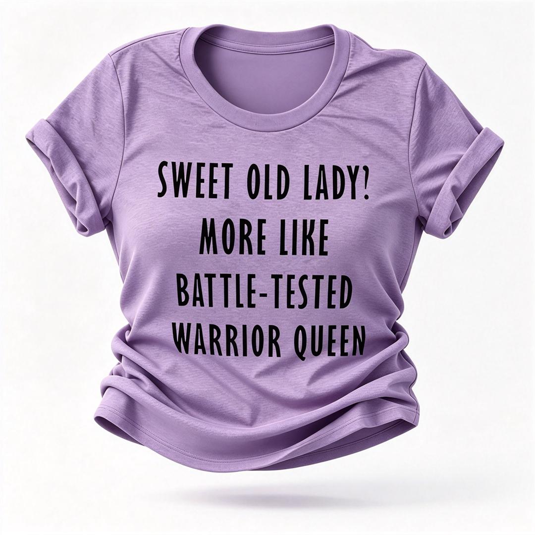 Sweet Old Lady Tee Slogan Letter Graphic Crew Neck Women T Shirt