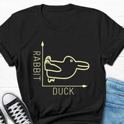 Rabbit Duck Print Men Slogan T-Shirt