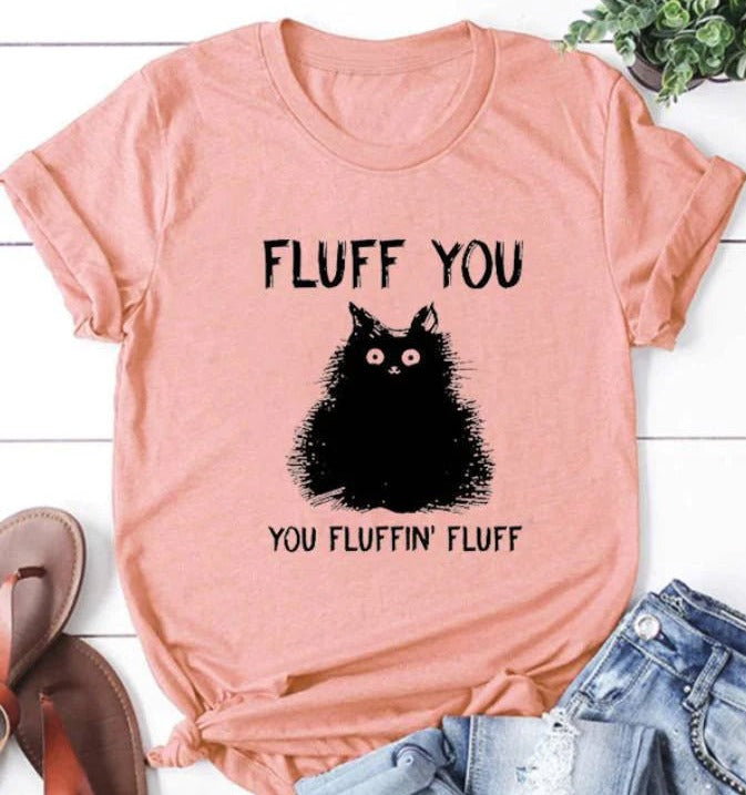 Fluff You Print Women Slogan Plus Size T-Shirt
