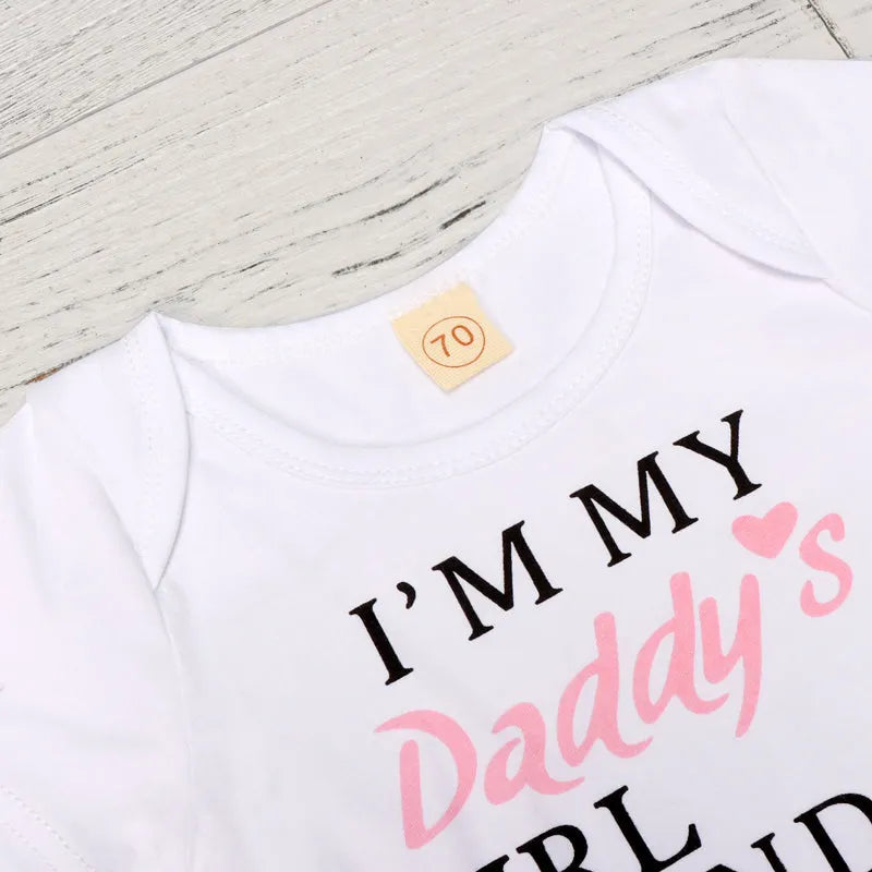 3PCS Letter Floral Print Baby Girl Set
