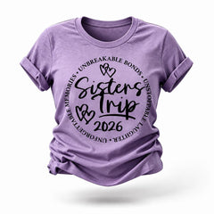 Sister's Trip 2026 Letter Print Women Slogan T-Shirt