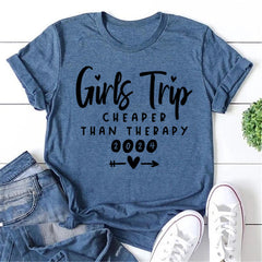 Camiseta feminina com slogan elegante e estampa de carta de viagem para meninas