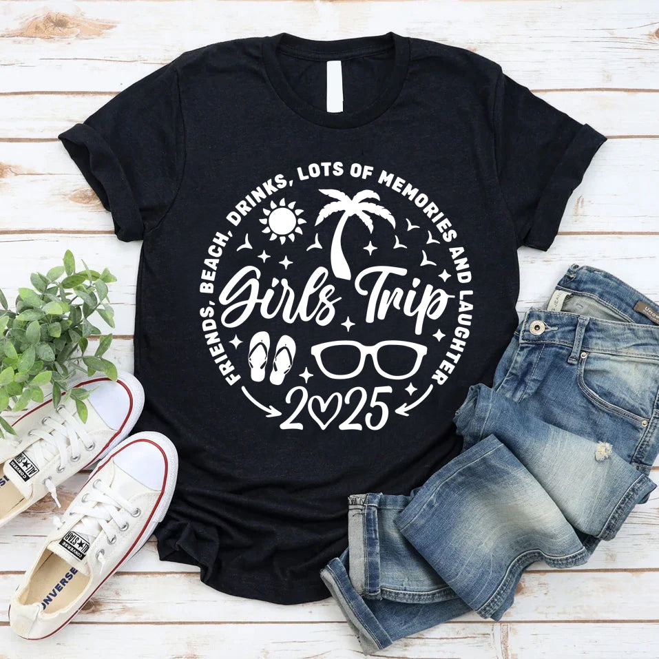 Girls Trip 2025 Printed Women Slogan Plus Size T-Shirt