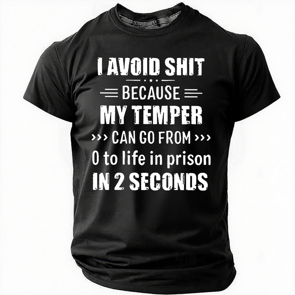 I Avoid Shit Letter Print Men Slogan T-Shirt
