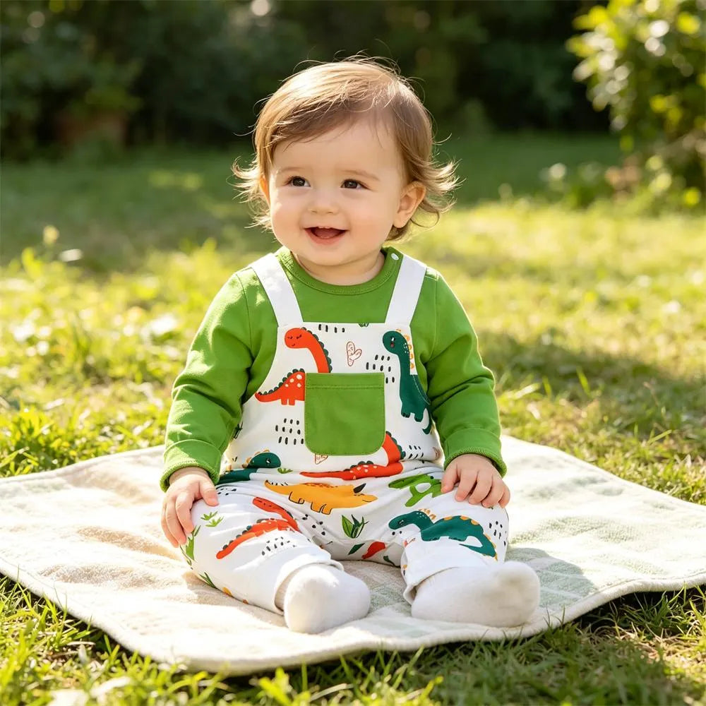 Cool Dinosaur Printed Long Sleeve Baby Jumpsuit