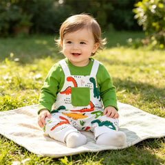 Cool Dinosaur Printed Long Sleeve Baby Jumpsuit
