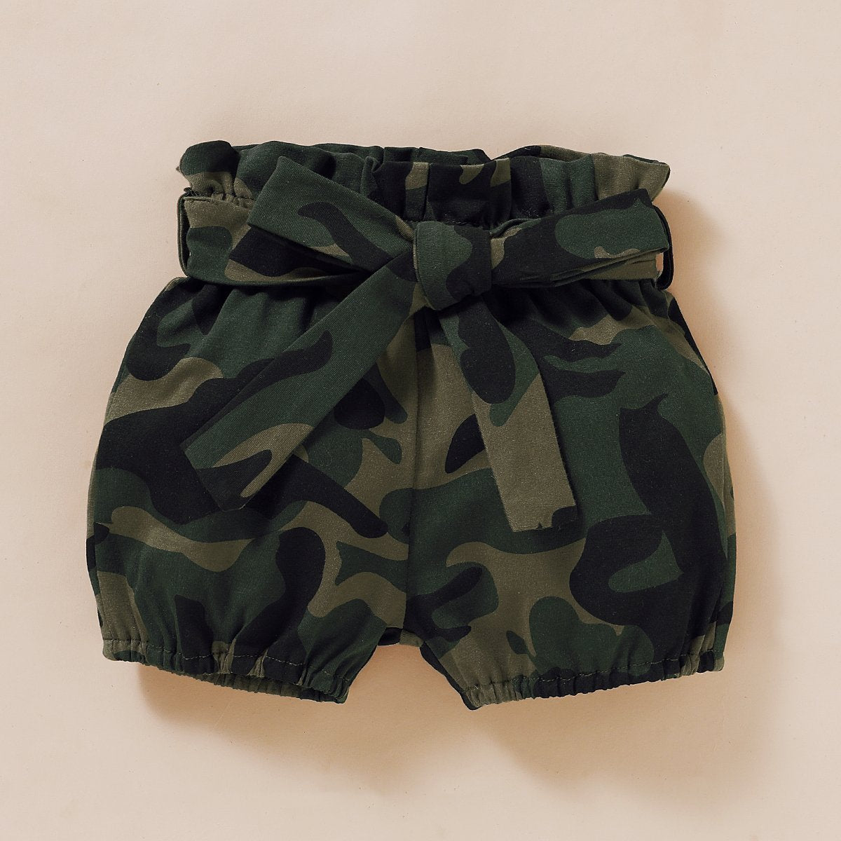 2PCS Daddy's Girl Ruffle Shoulder Top With Camouflage Shorts Baby Set