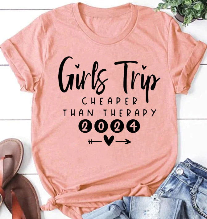 Pretty Girl Trip Letter Print Women Slogan Plus Size T-Shirt