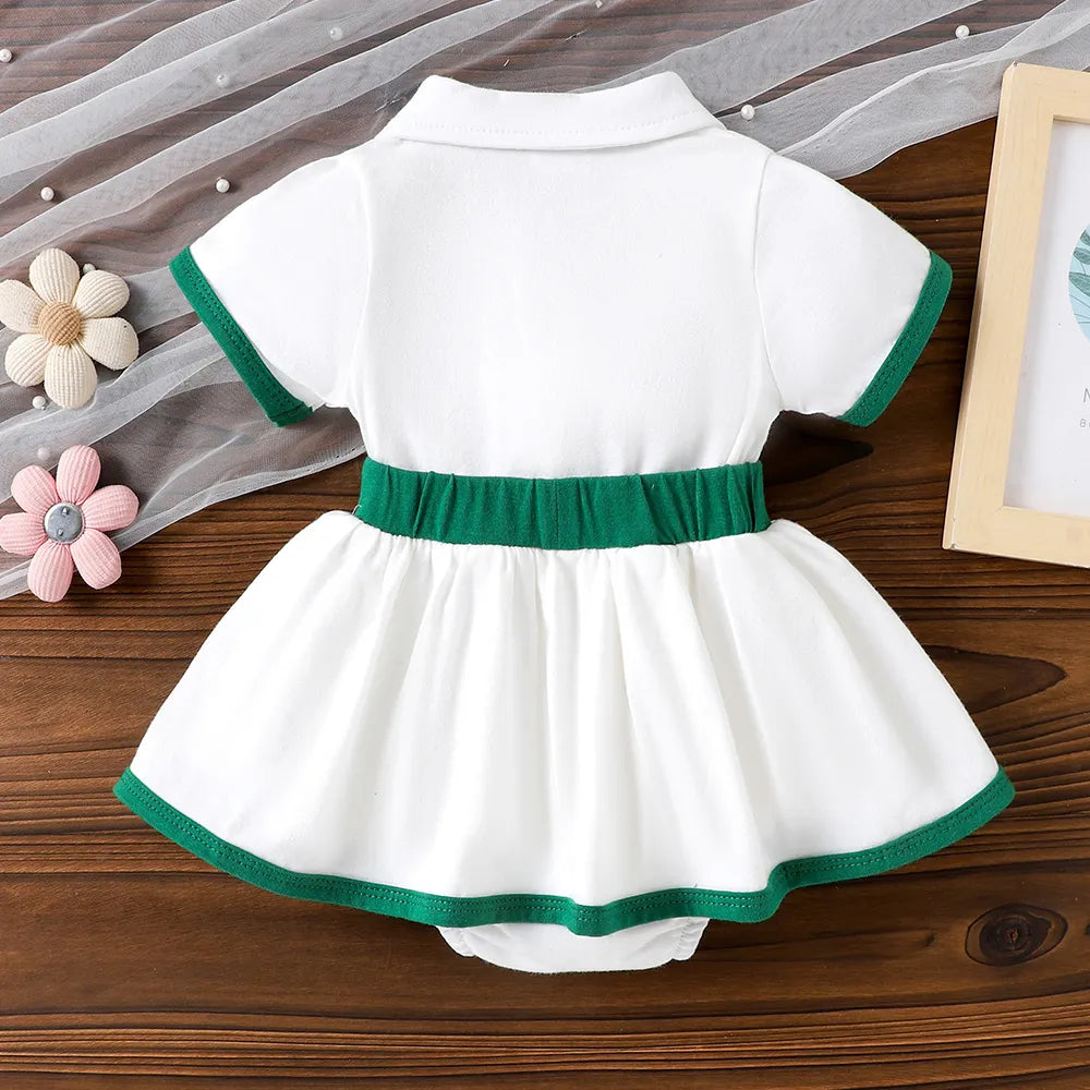 Adorable Golf Embroidery Short Sleeve Baby Romper