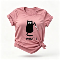 What? Hot Sale Funny Cat Printed Fashion T-Shirt