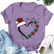 Christmas Heart Print Women Slogan T-Shirt
