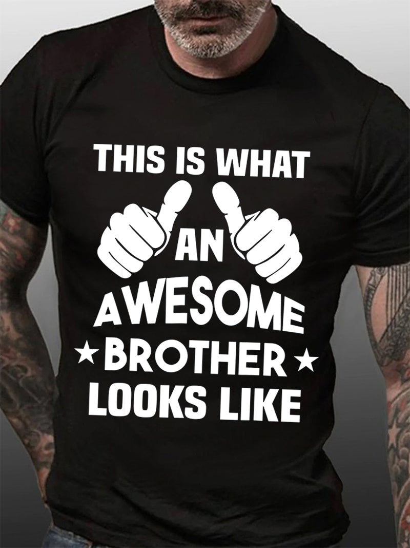 Voici à quoi ressemble un frère génial T-shirt avec slogan imprimé pour hommes 