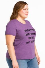 Apperently We're Trouble Letter Print Women Slogan Plus Size T-Shirt