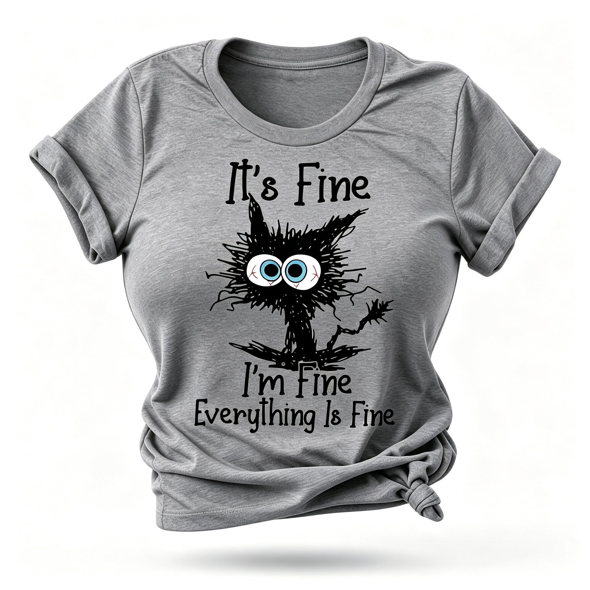 It's Fine I'm Fine Cat Print Women Slogan T-Shirt
