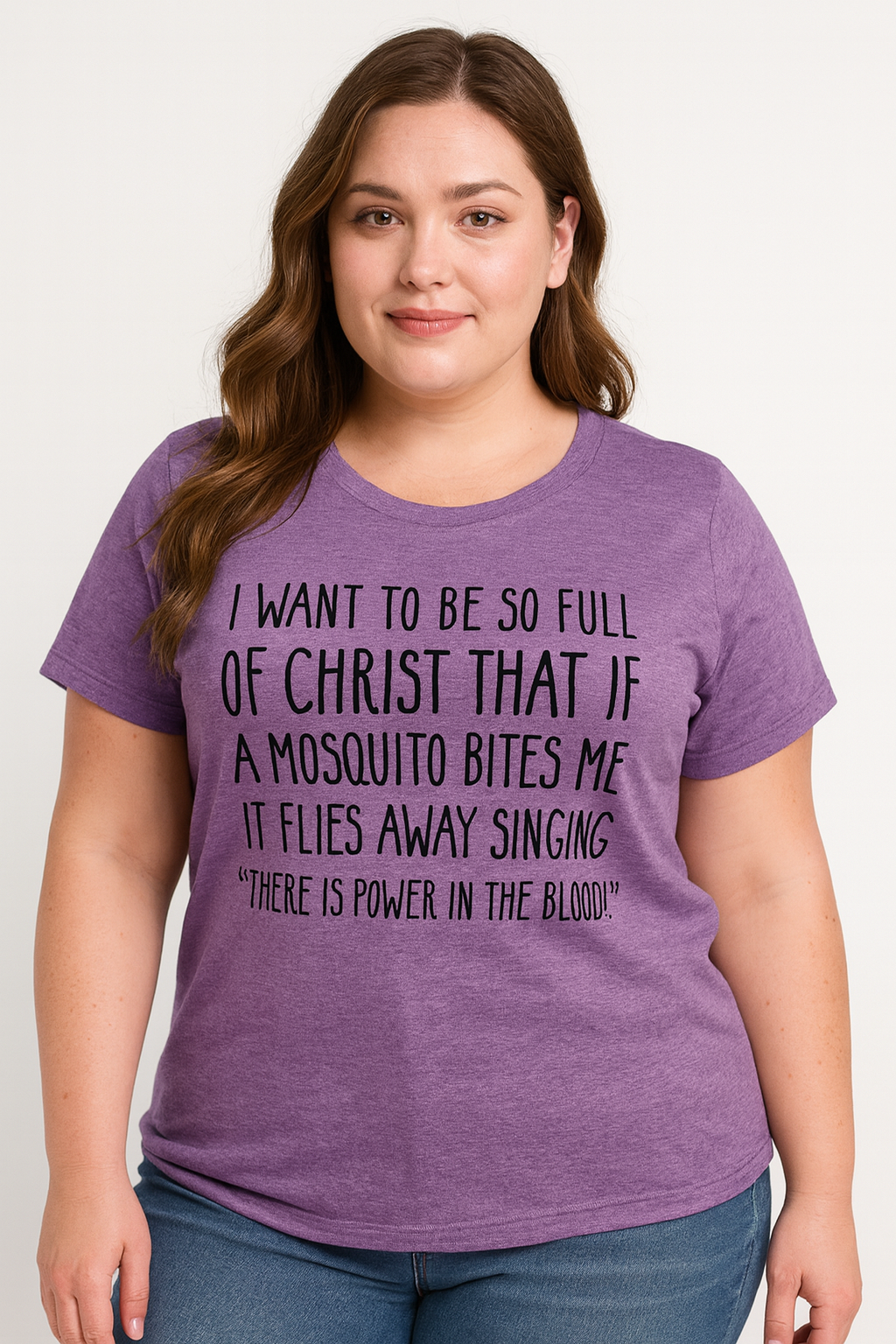I Want To Be So Full Of Christ Letter Print Women Slogan Plus Size T-Shirt