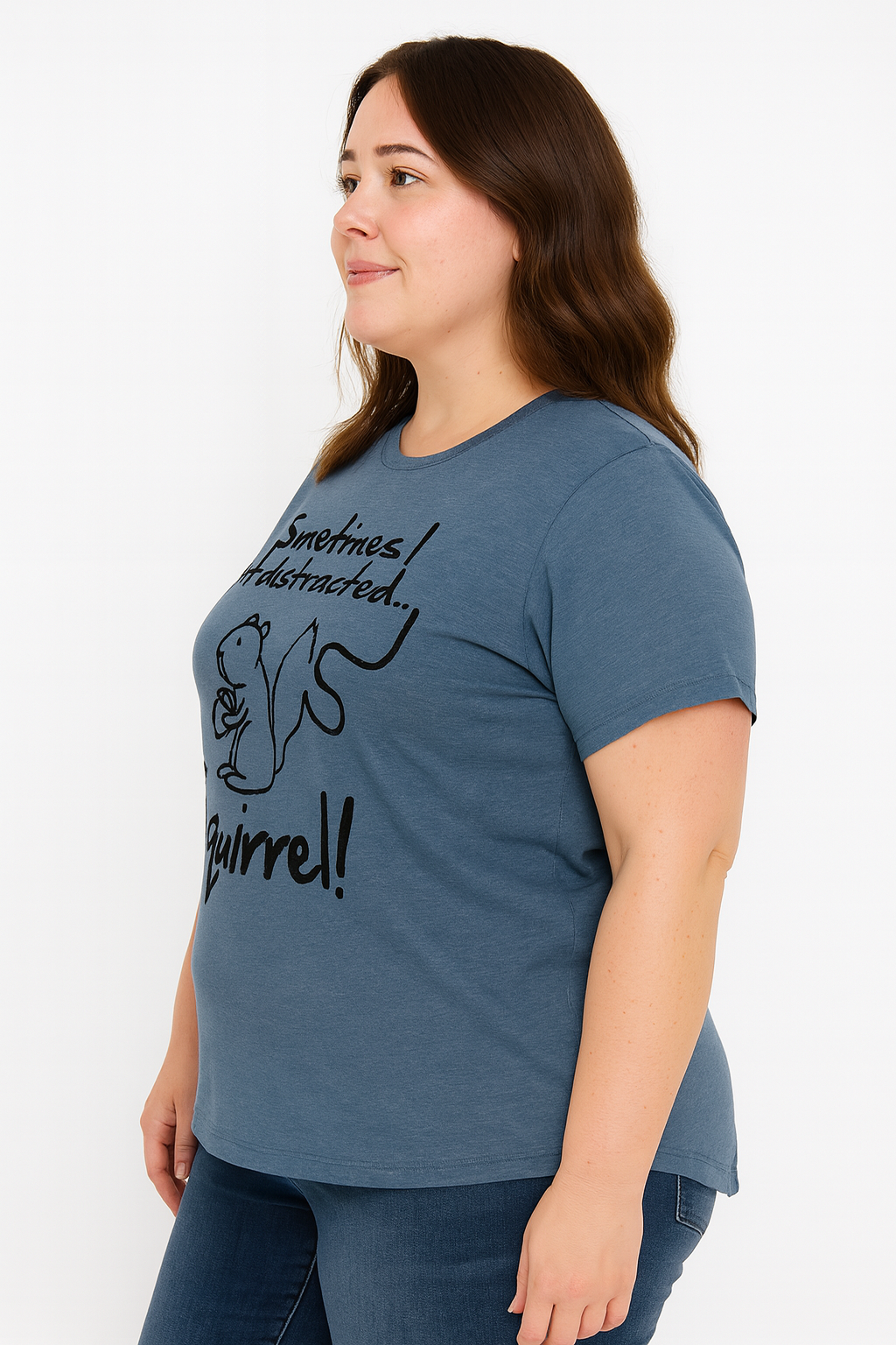 Sometimes I Get Distracted Printed Women Slogan Plus Size T Shirt