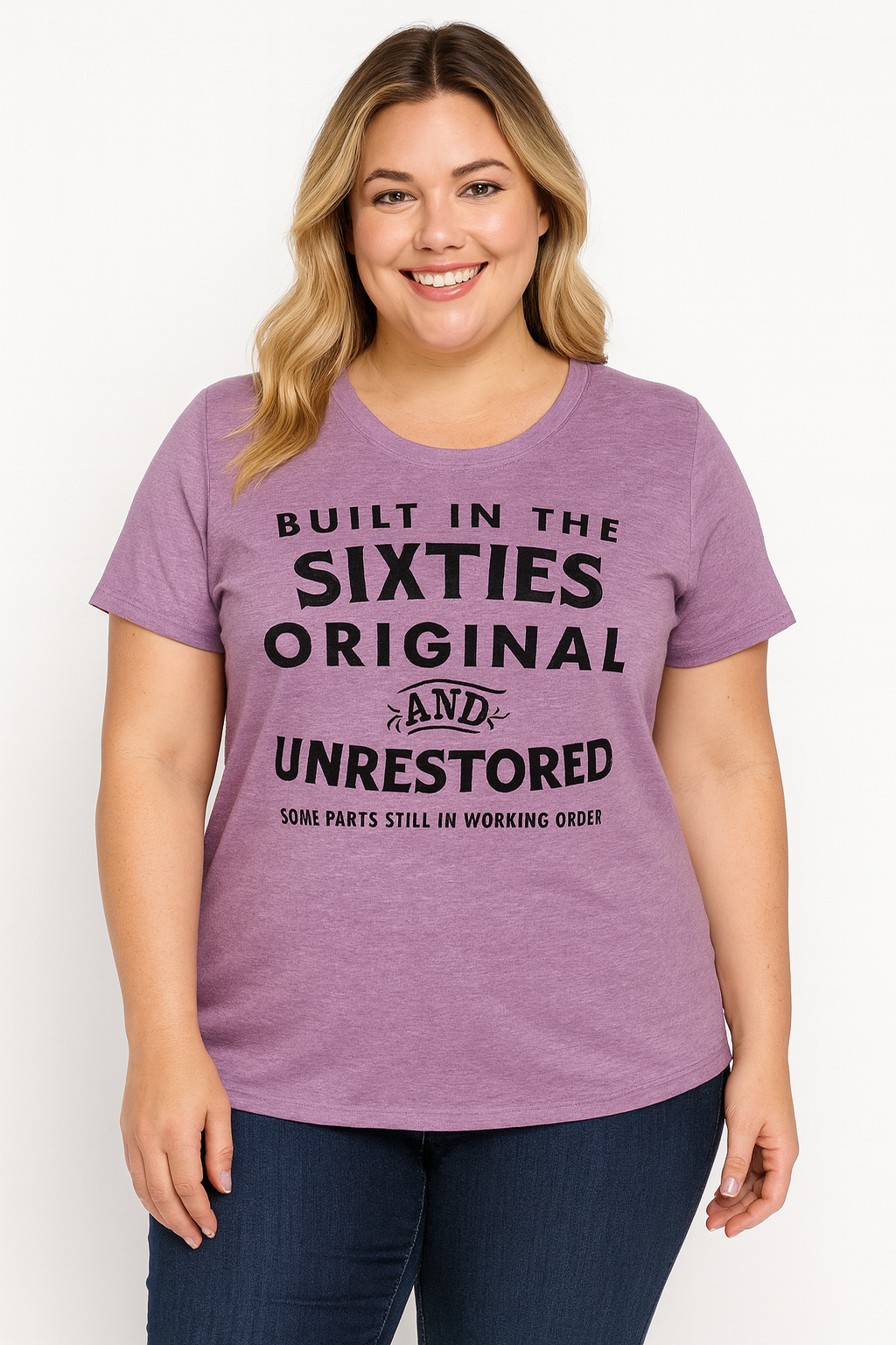 Built In The Sixties Print Women Slogan Plus Size T-shirt