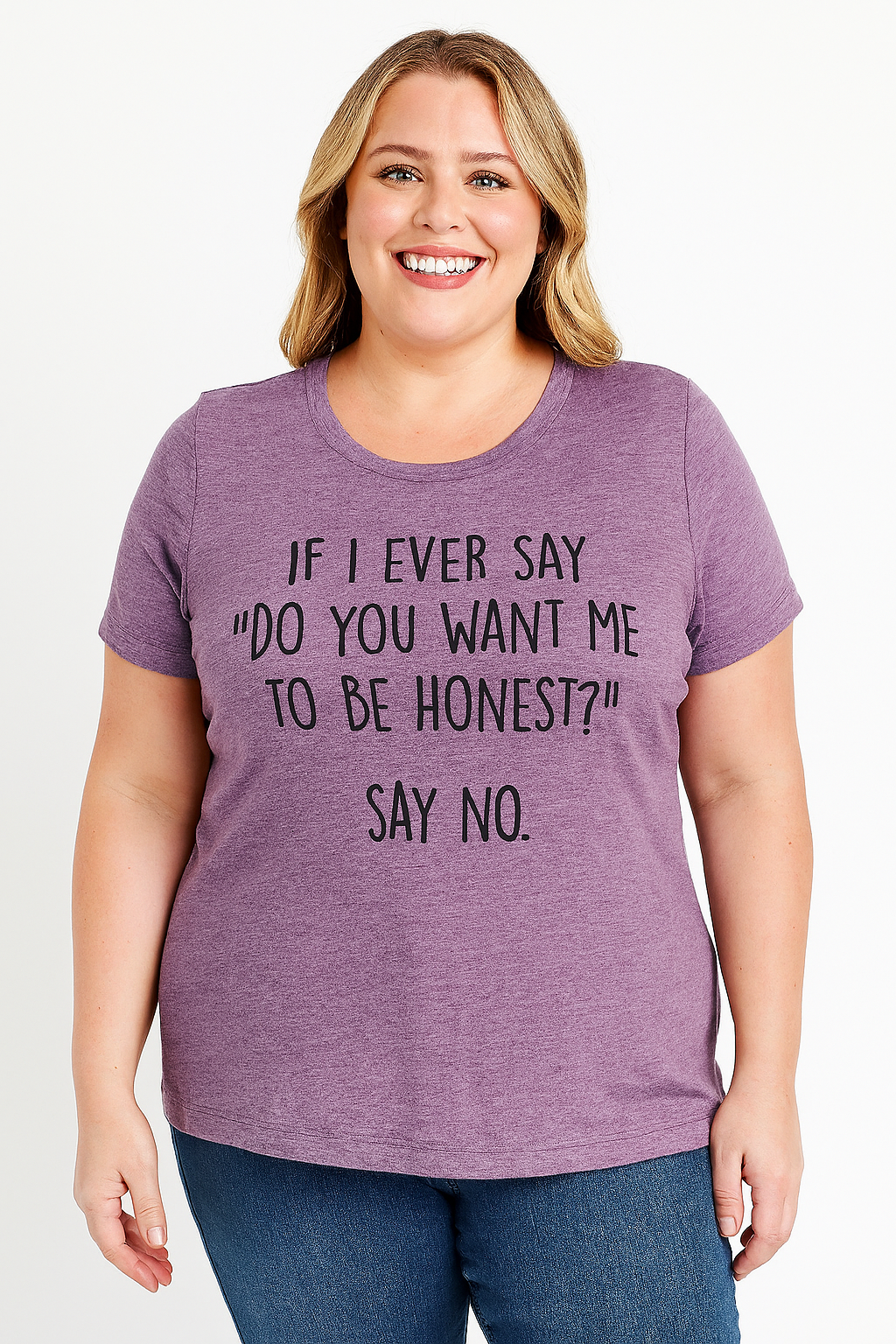 “Do you want me to be honest” Letter Print Plus Size T-Shirt