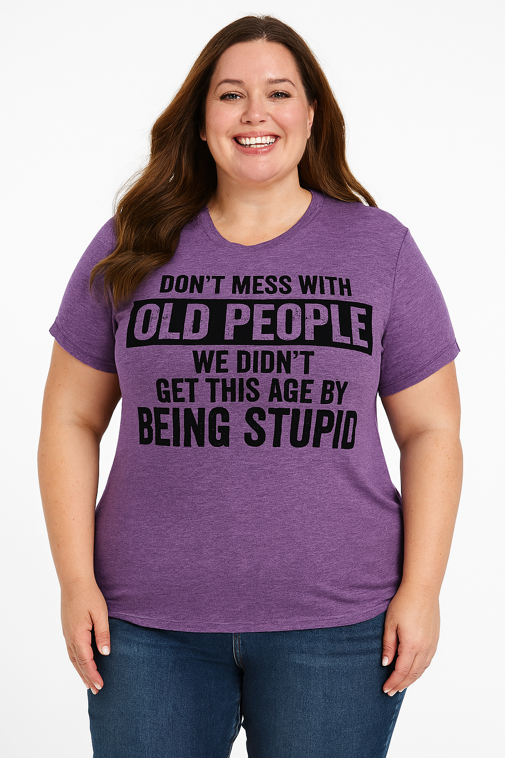 Don't Mess With Old People Print Women Slogan Plus Size T-shirt