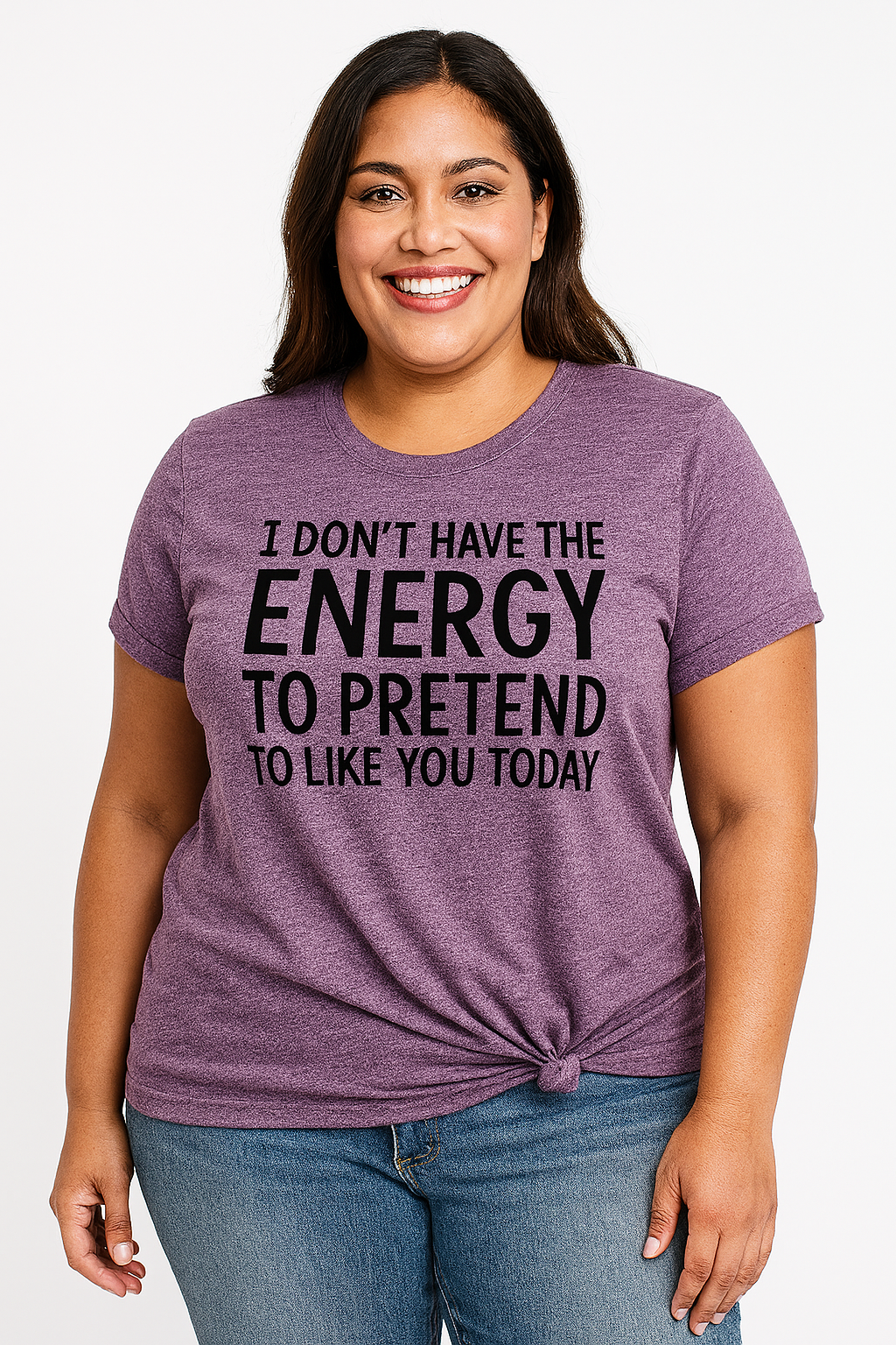 “I don't have the Energy to pretend to like you Today” Letter Print Plus Size T-Shirt