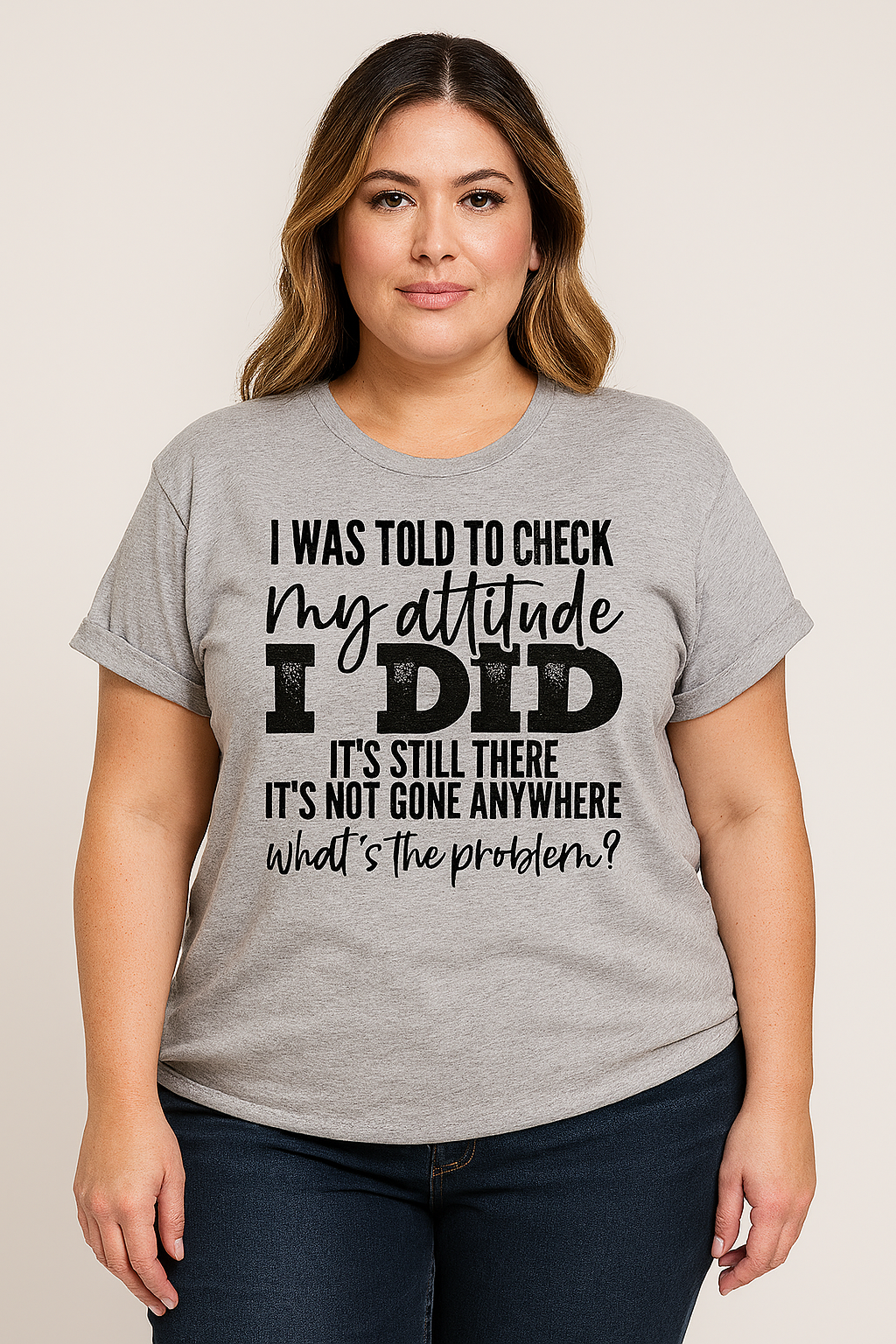 I Was Told To Check Print Women Slogan Plus Size T-shirt