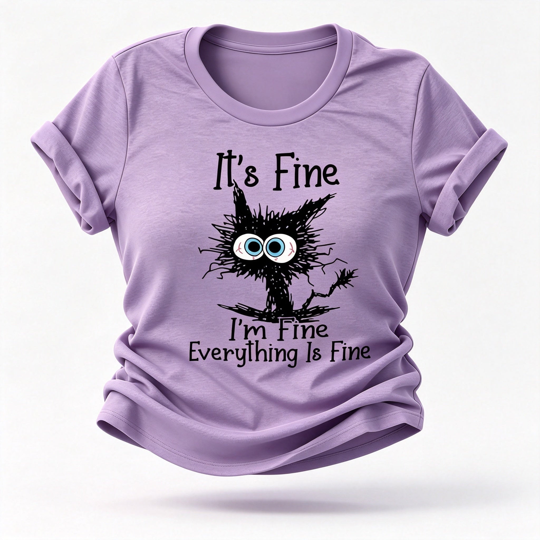 It's Fine I'm Fine Cat Print Women Slogan T-Shirt