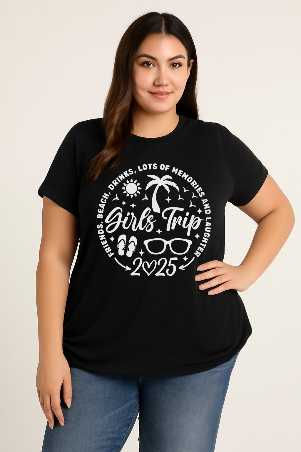 Girls Trip 2025 Printed Women Slogan Plus Size T-Shirt