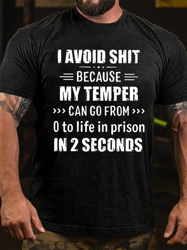 I Avoid Shit Letter Print Men Slogan T-Shirt