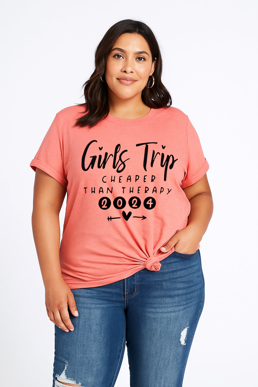 Pretty Girl Trip Letter Print Women Slogan Plus Size T-Shirt