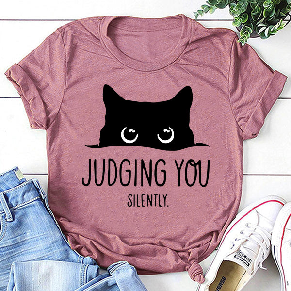 Julgando você imprime camiseta feminina com slogan 