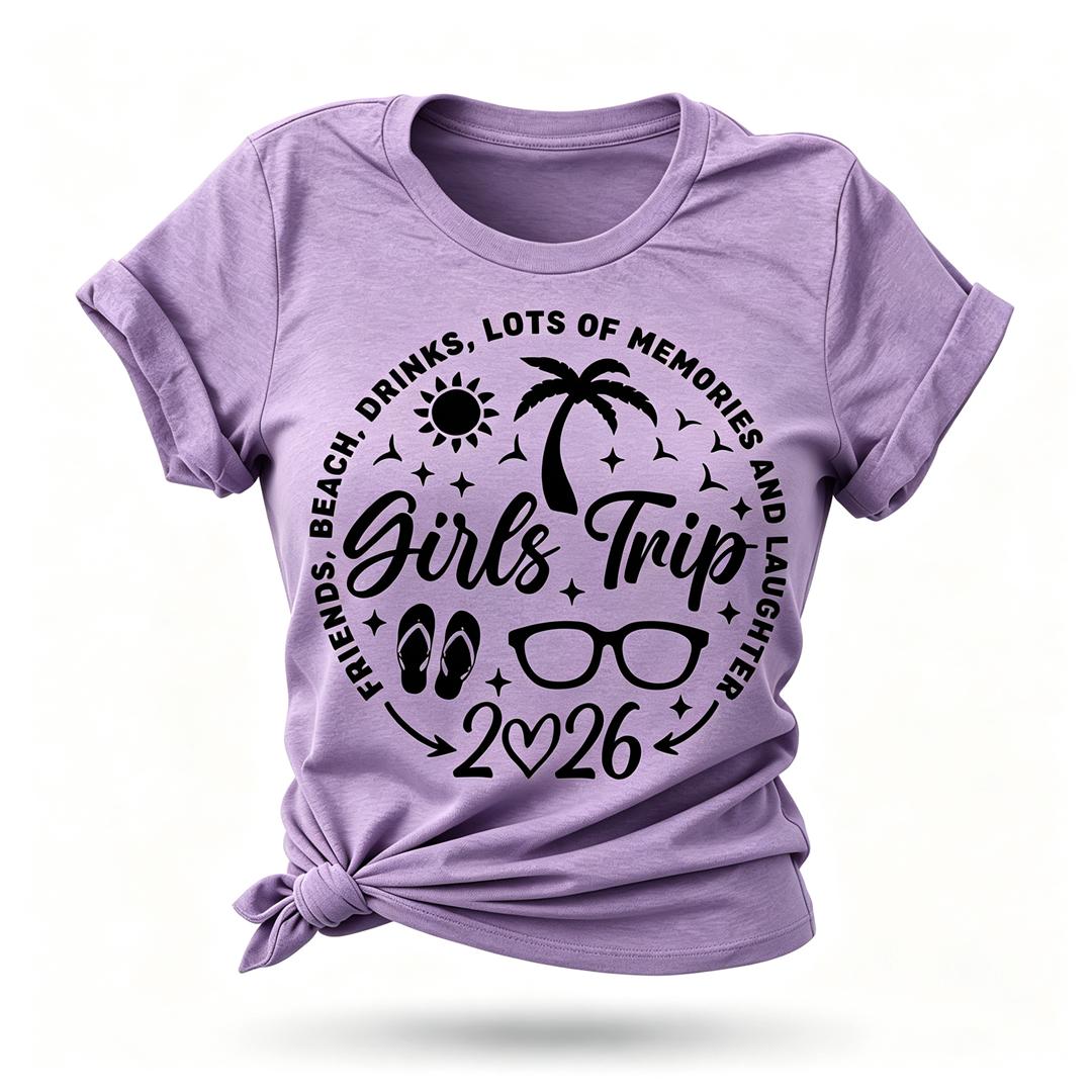 Girl's Trip 2026 Letter Print Women Slogan T-Shirt