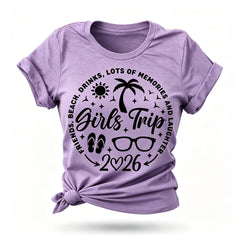 Girl's Trip 2026 Letter Print Women Slogan T-Shirt