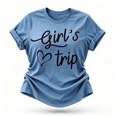 Girl's Trip Letter Heart Print Women Slogan T-Shirt
